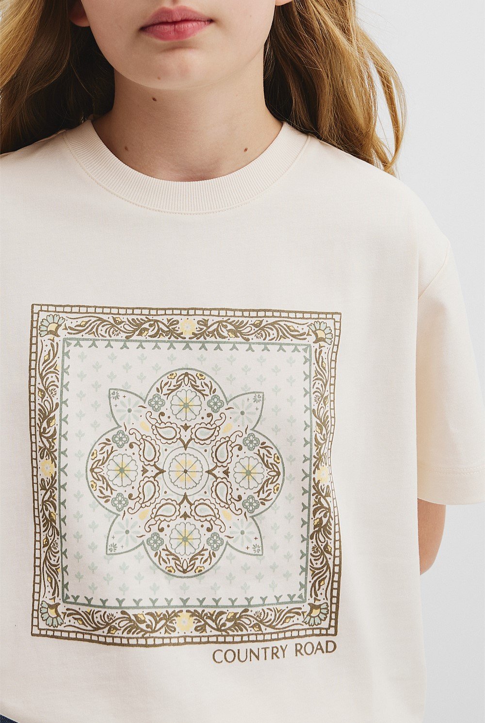 Teen Recycled Cotton Blend Scarf Print T-Shirt
