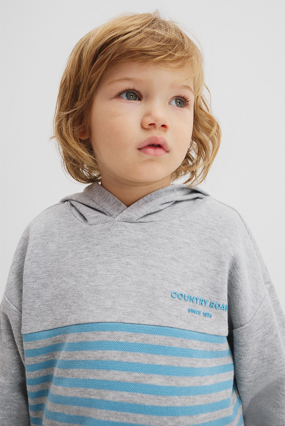 Organically Grown Cotton Hooded Block Stripe T-Shirt