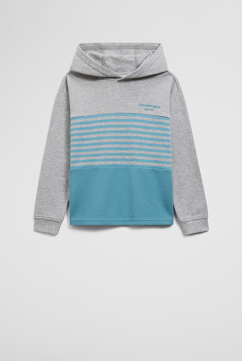 Organically Grown Cotton Hooded Block Stripe T-Shirt