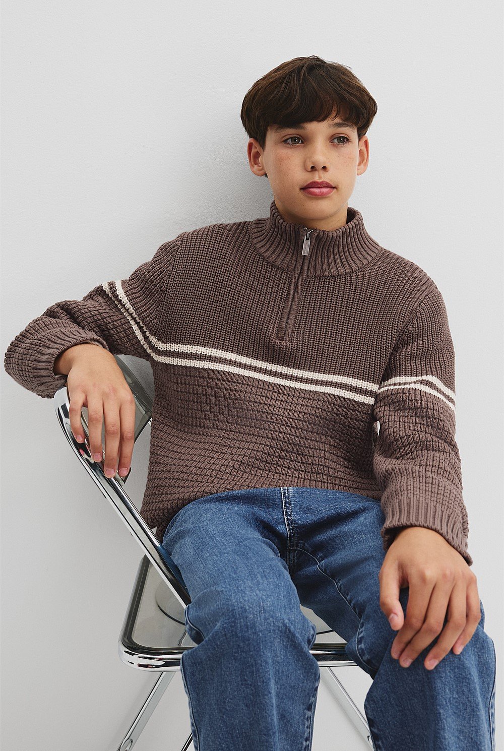 Teen Australian Cotton Half Zip Knit