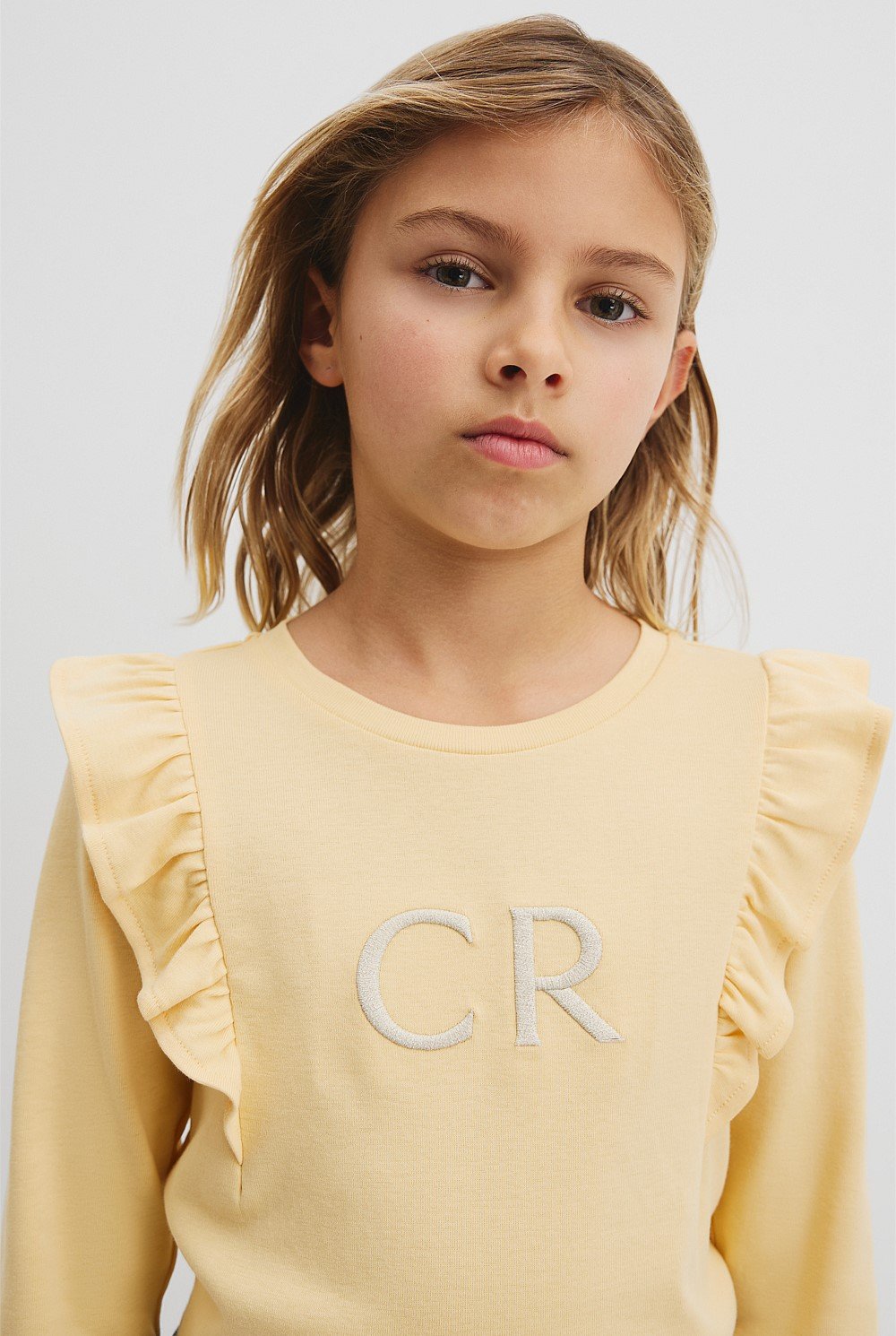 Australian Cotton Long Sleeve Logo Frill T-Shirt