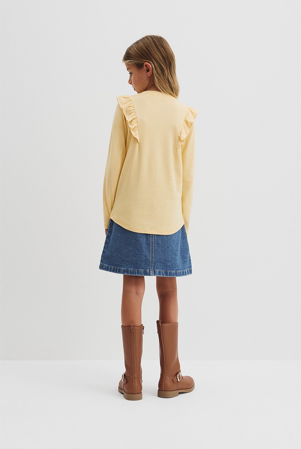 Australian Cotton Long Sleeve Logo Frill T-Shirt