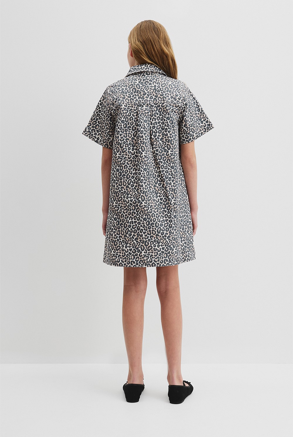 Teen Leopard Denim Mini Dress