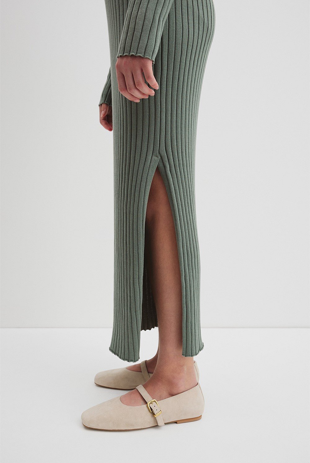 Teen Organically Grown Cotton Rib Knit Midi Skirt