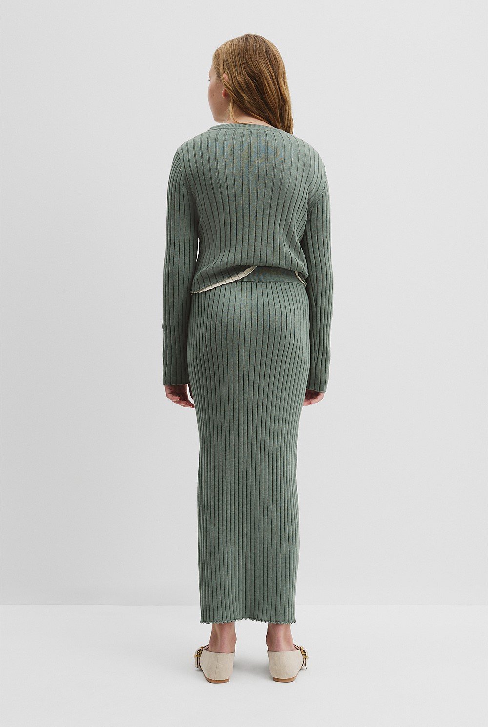 Teen Organically Grown Cotton Rib Knit Midi Skirt