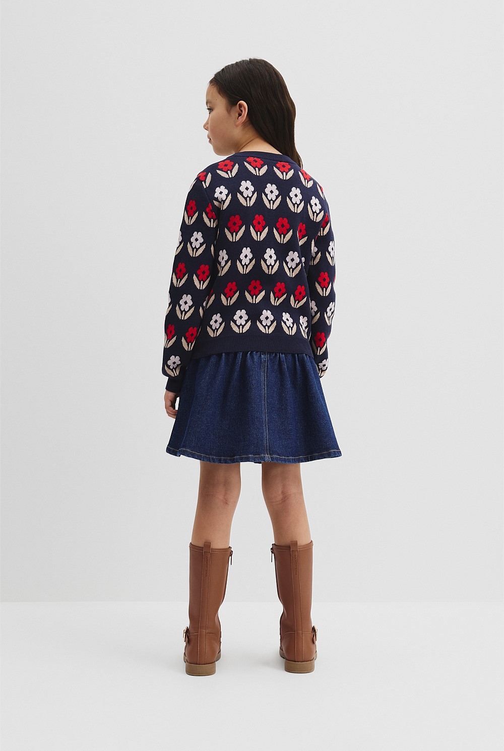 Organically Grown Cotton Jacquard Knit Cardigan