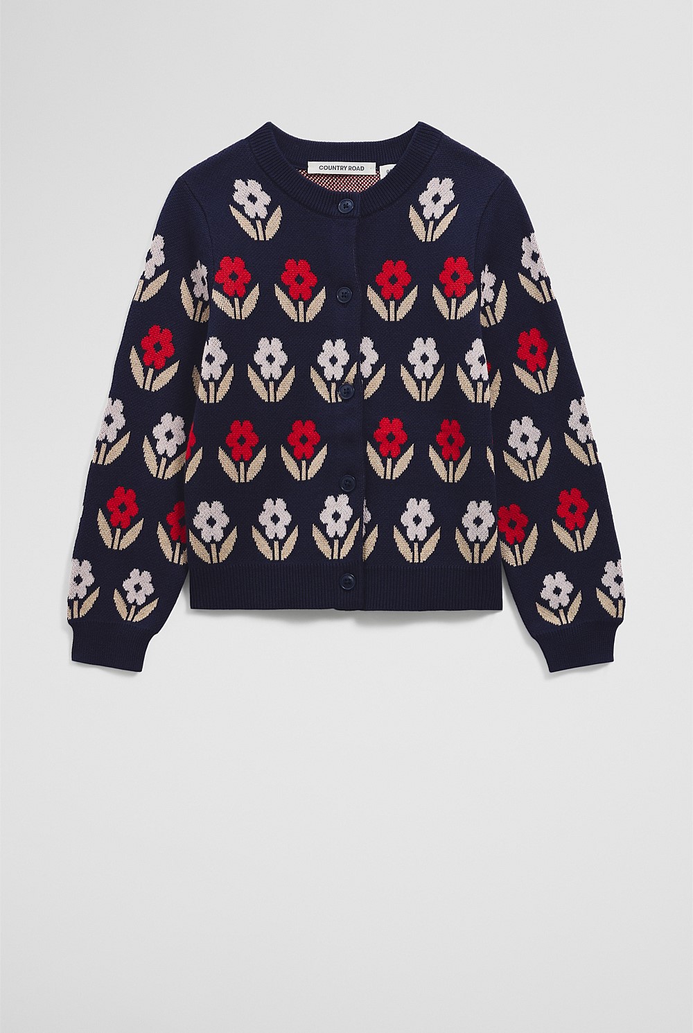 Organically Grown Cotton Jacquard Knit Cardigan