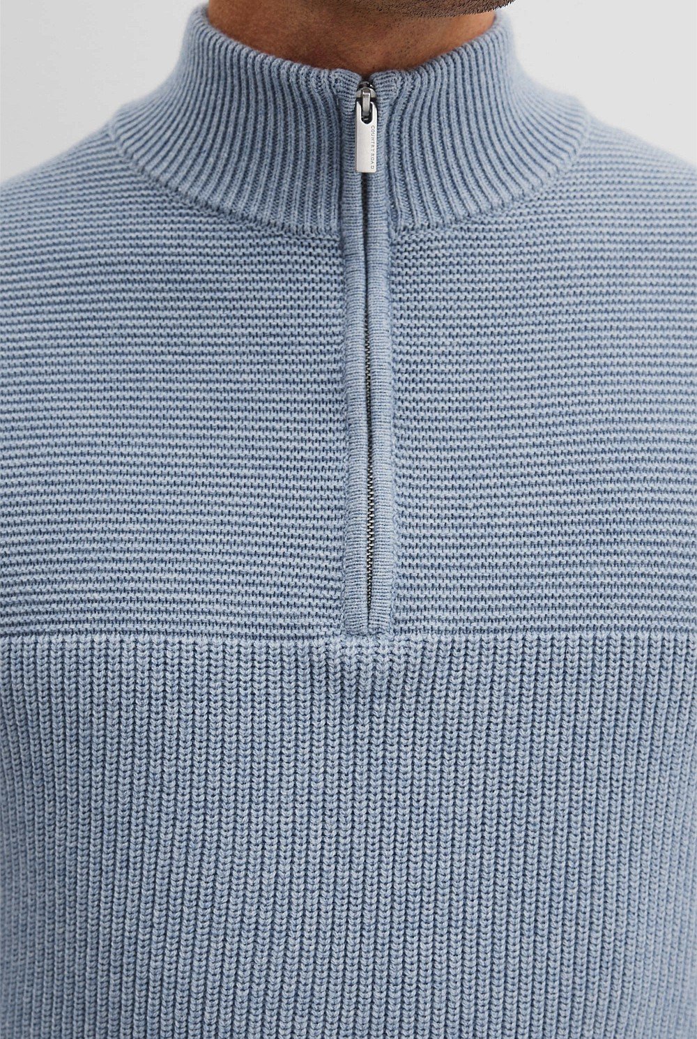 Cotton Wool Rib Half Zip Knit