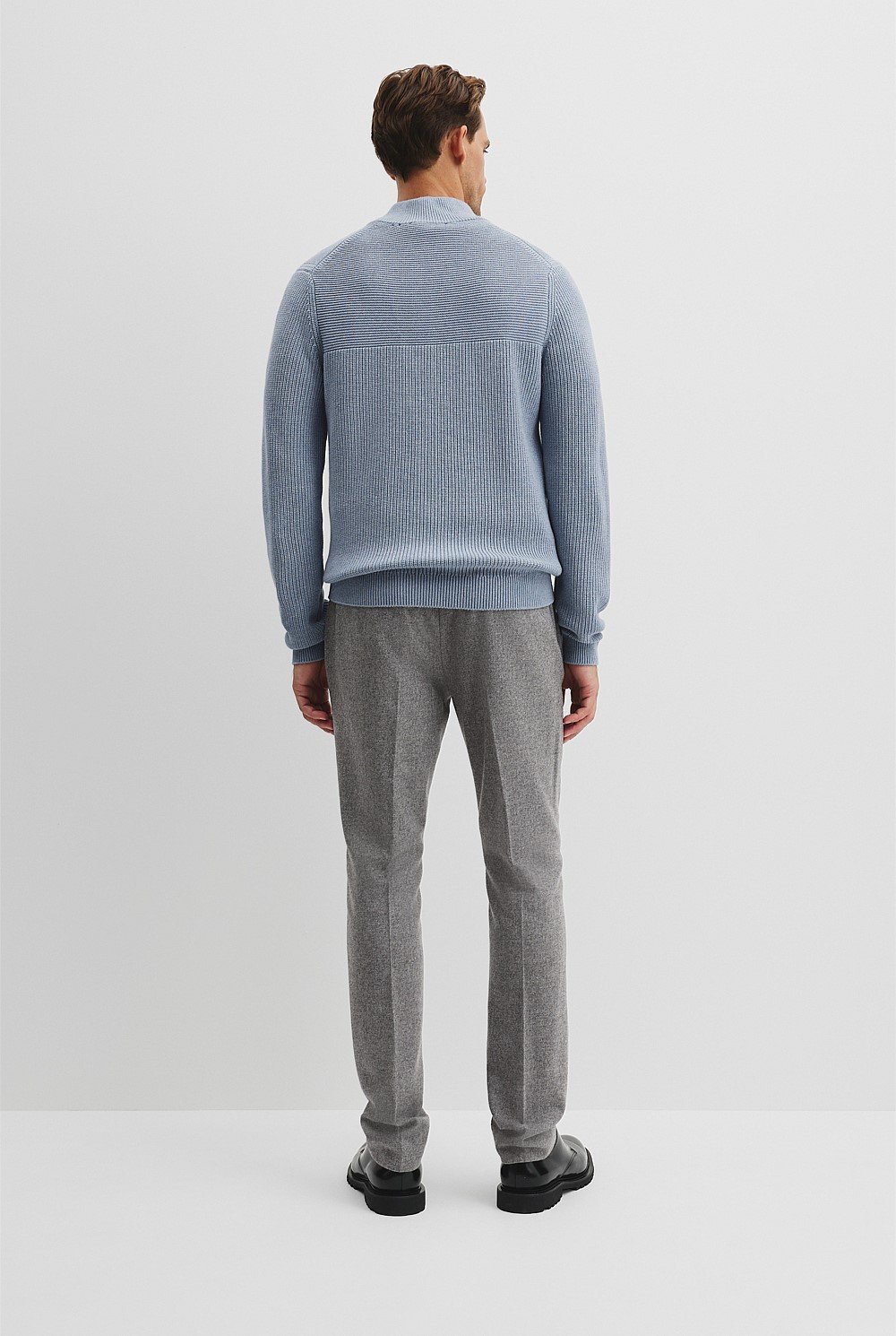 Cotton Wool Rib Half Zip Knit