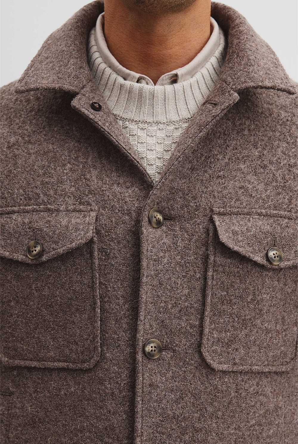 Textured Button Through Jacket