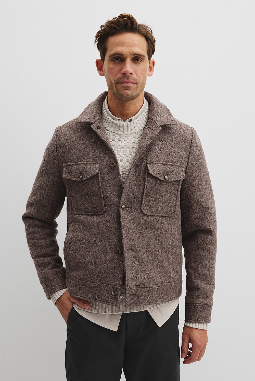 Textured Button Through Jacket