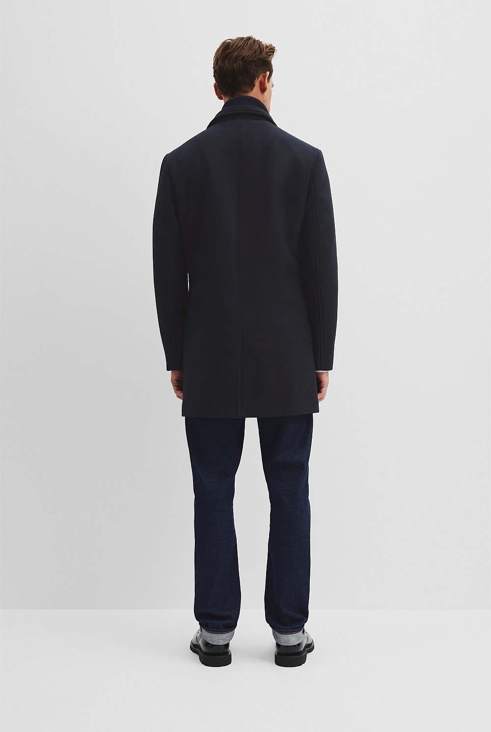 Recycled Wool Funnel Neck Coat