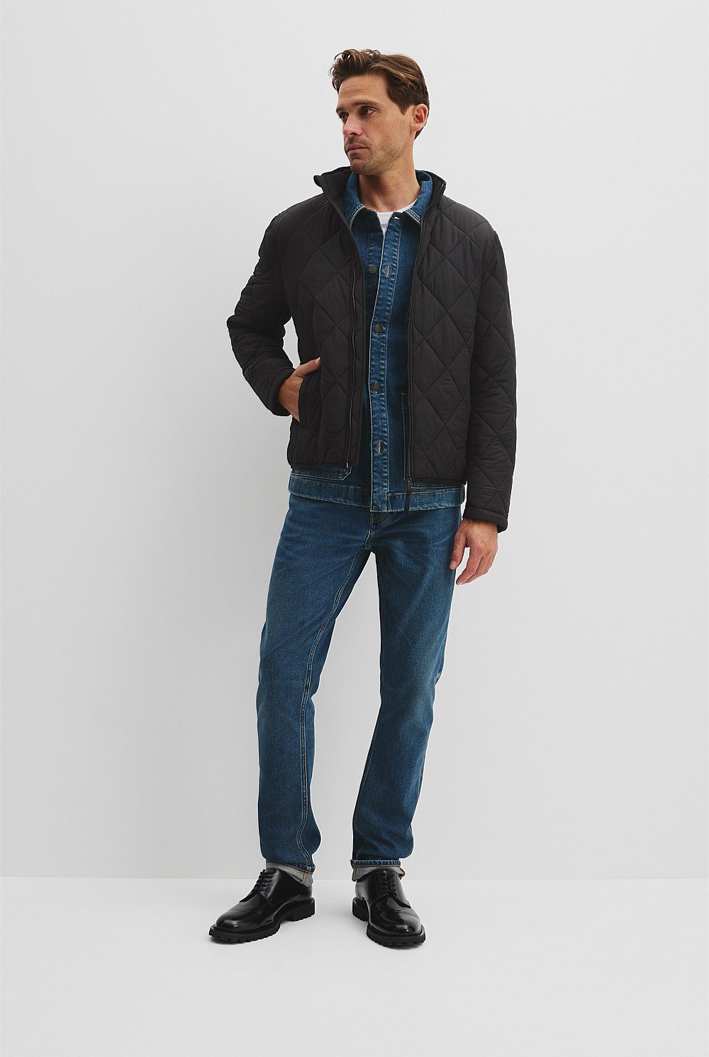 Recycled Polyester Funnel Neck Quilted Jacket