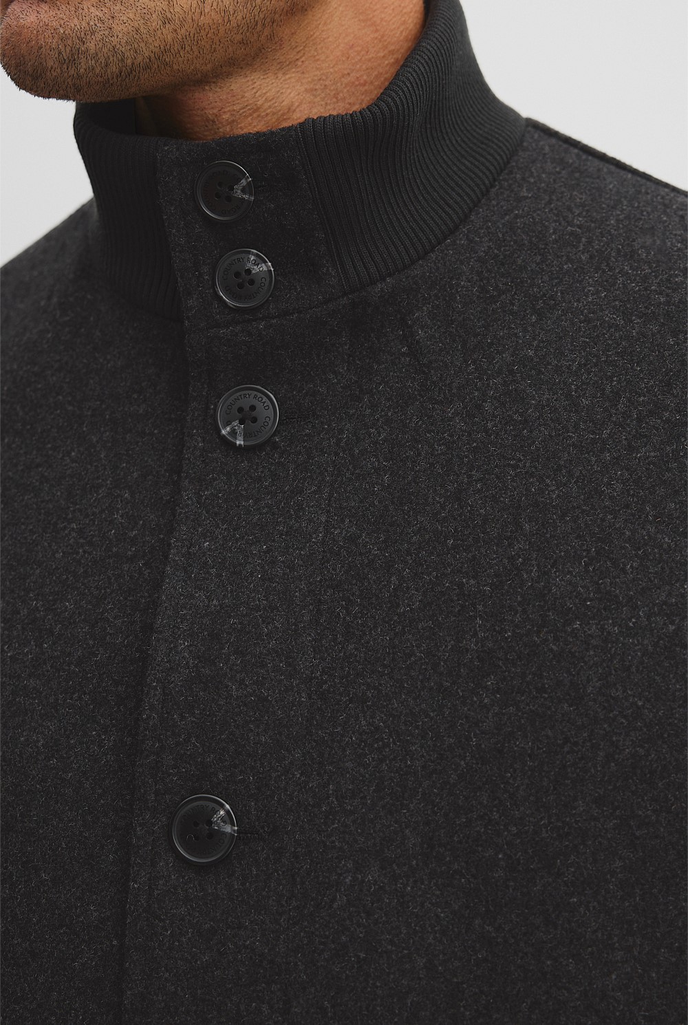 Recycled Wool Funnel Neck Jacket