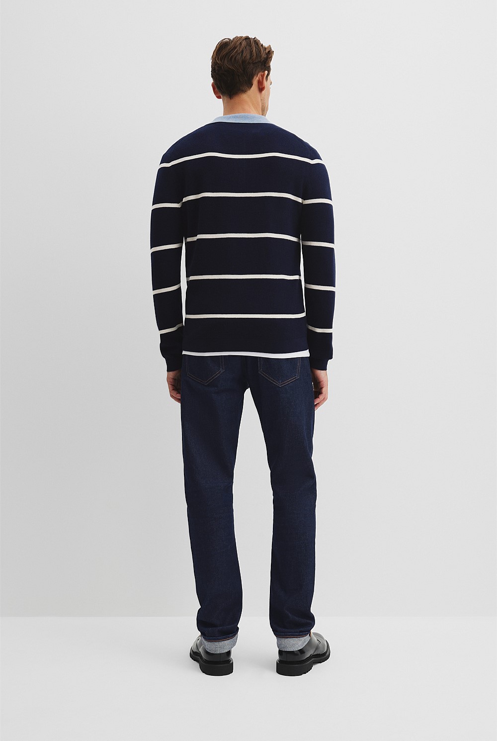 Cotton Silk Rib Stripe Polo