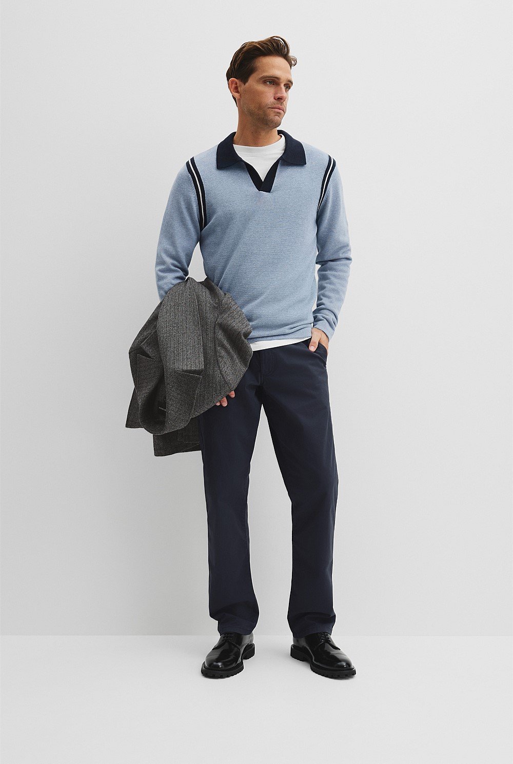 Cotton Wool Contrast Collar Polo