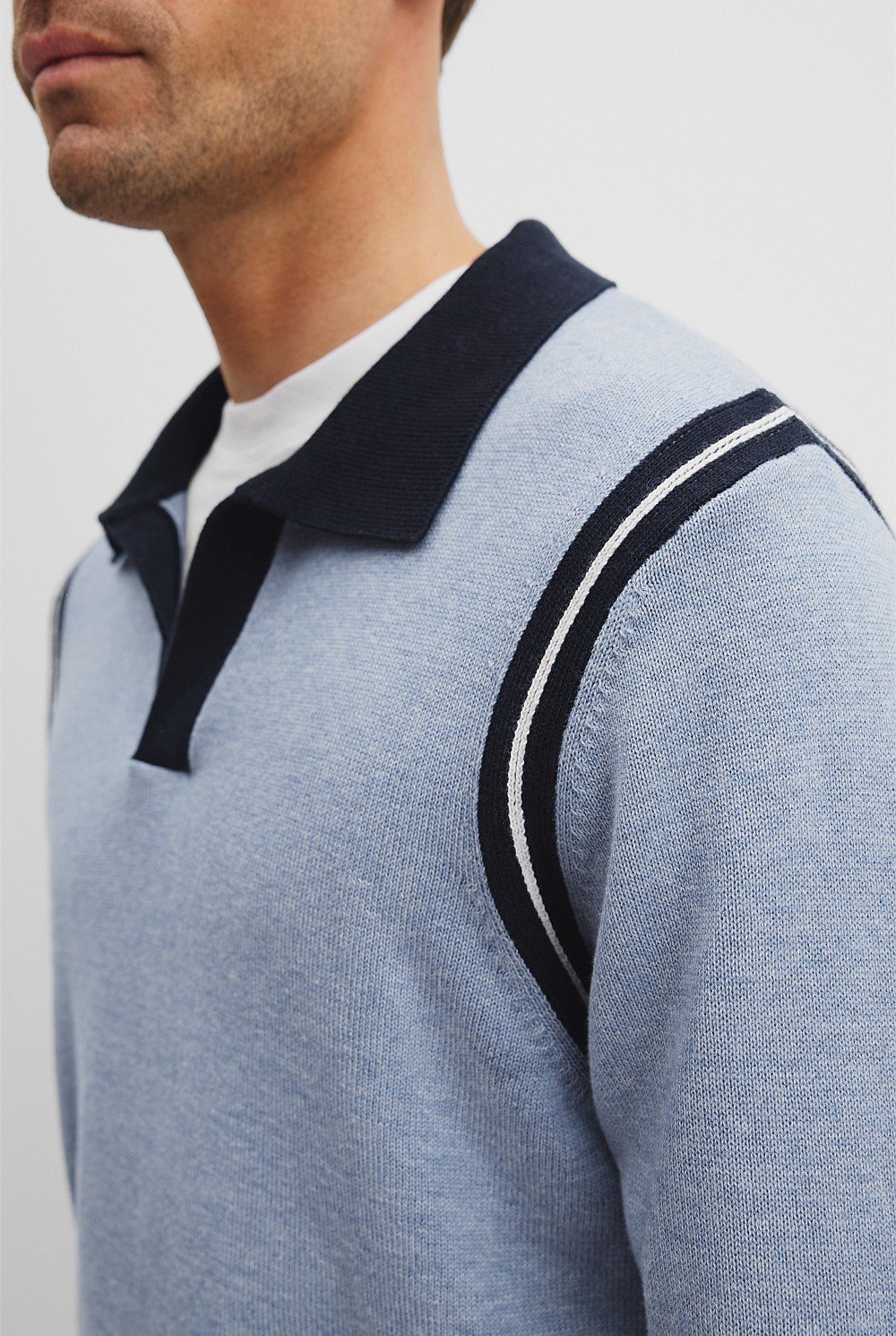 Cotton Wool Contrast Collar Polo