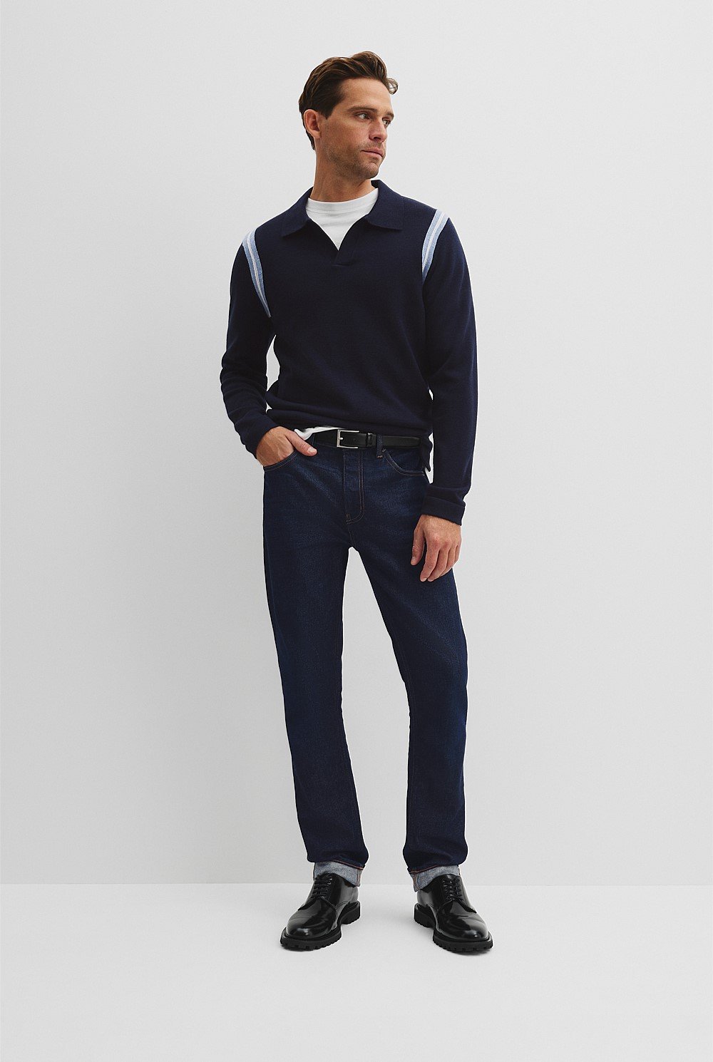 Cotton Wool Contrast Collar Polo