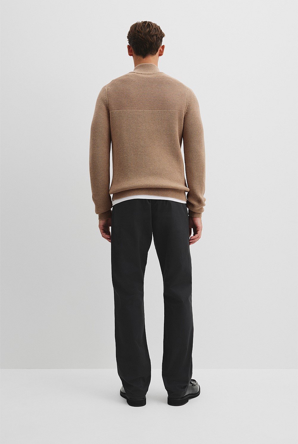 Cotton Wool Rib Half Zip Knit