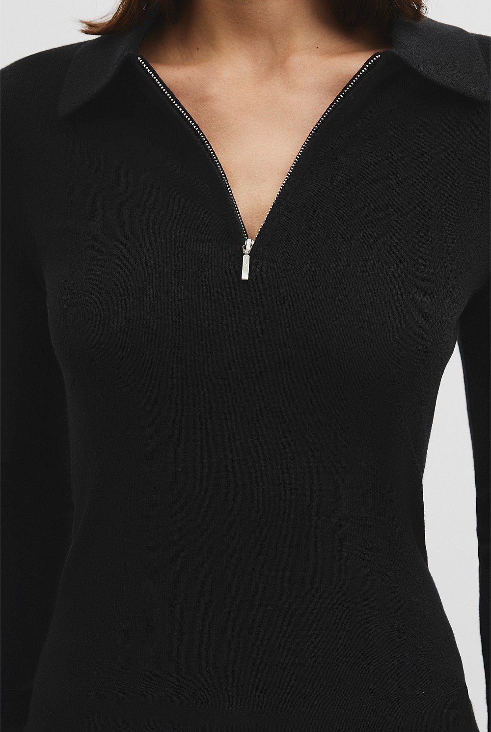 Wool Silk Collared Knit