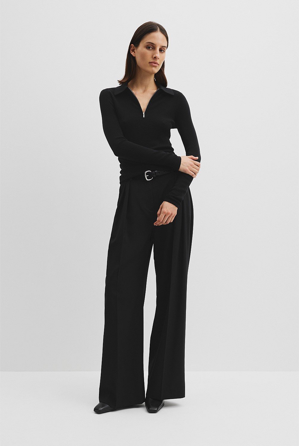 Wool Silk Collared Knit