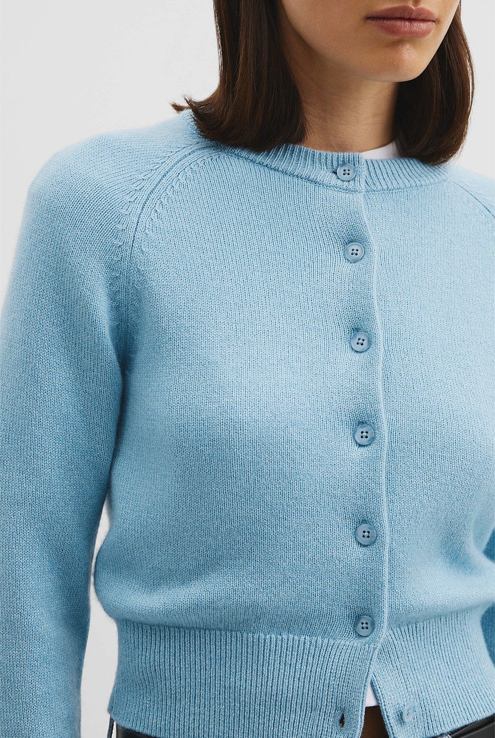 Cotton Cashmere Crew Neck Cardigan