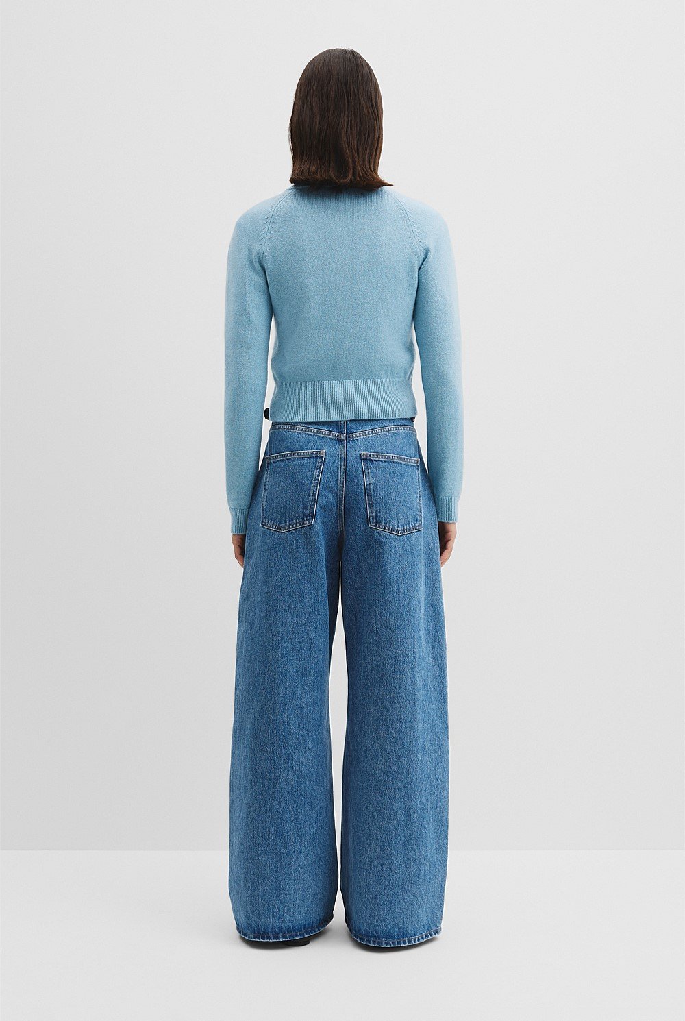 Cotton Cashmere Crew Neck Cardigan