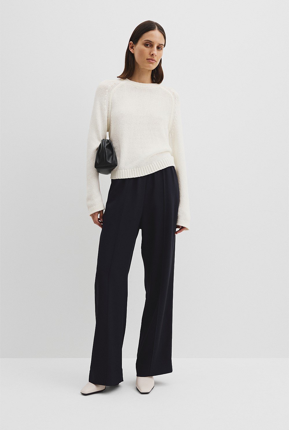 Wool Cotton Crew Neck Knit