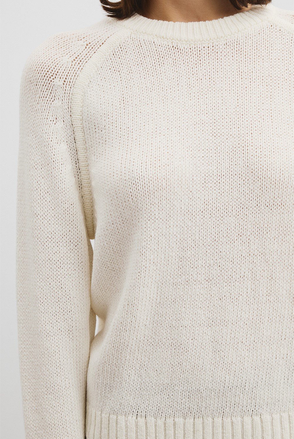 Wool Cotton Crew Neck Knit