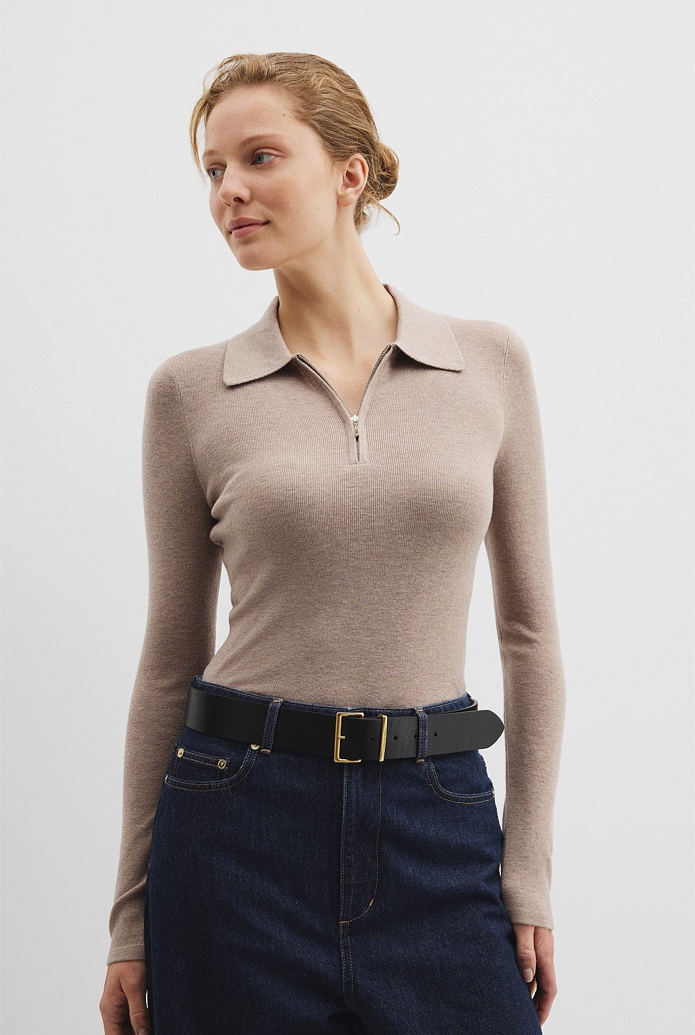 Wool Silk Collared Knit