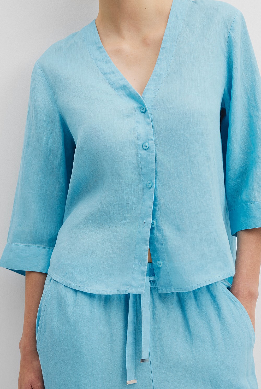 Organically Grown Cotton Crop Sleeve Linen Shirt
