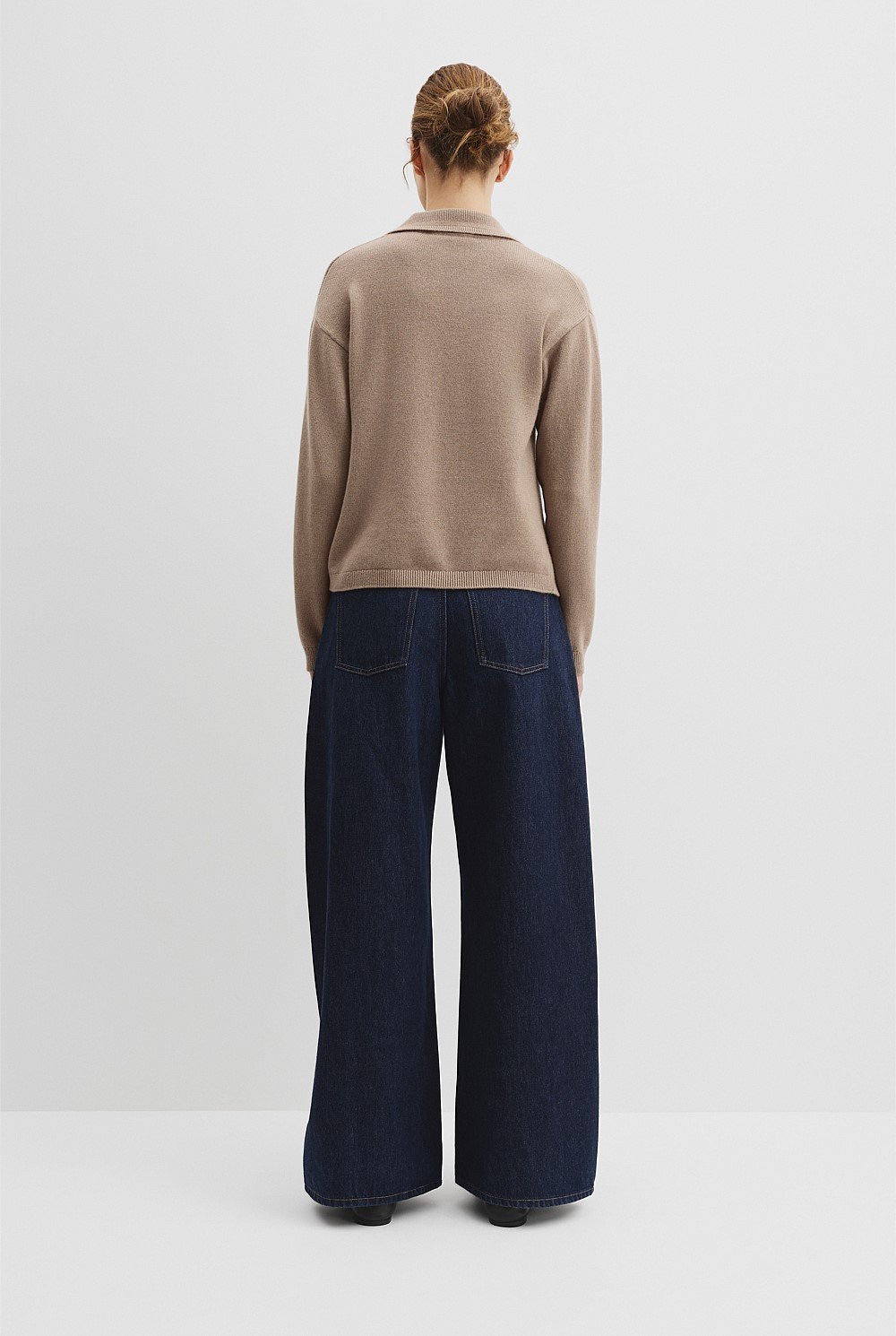 Cotton Cashmere Collared Knit Sweater