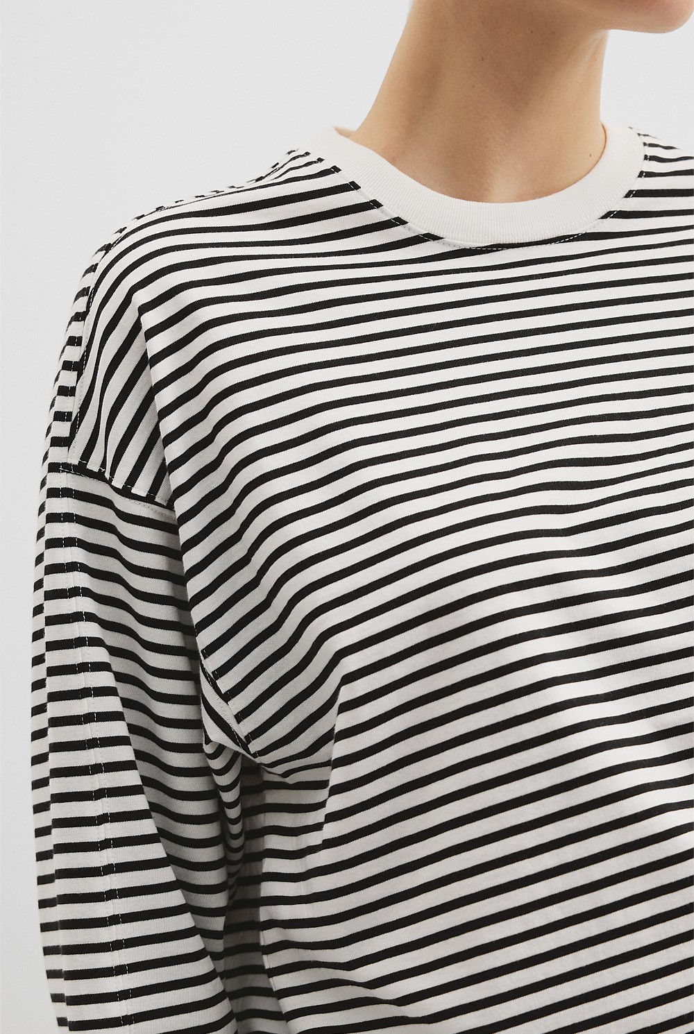 Australian Cotton Stripe Long Sleeve Relaxed T-Shirt
