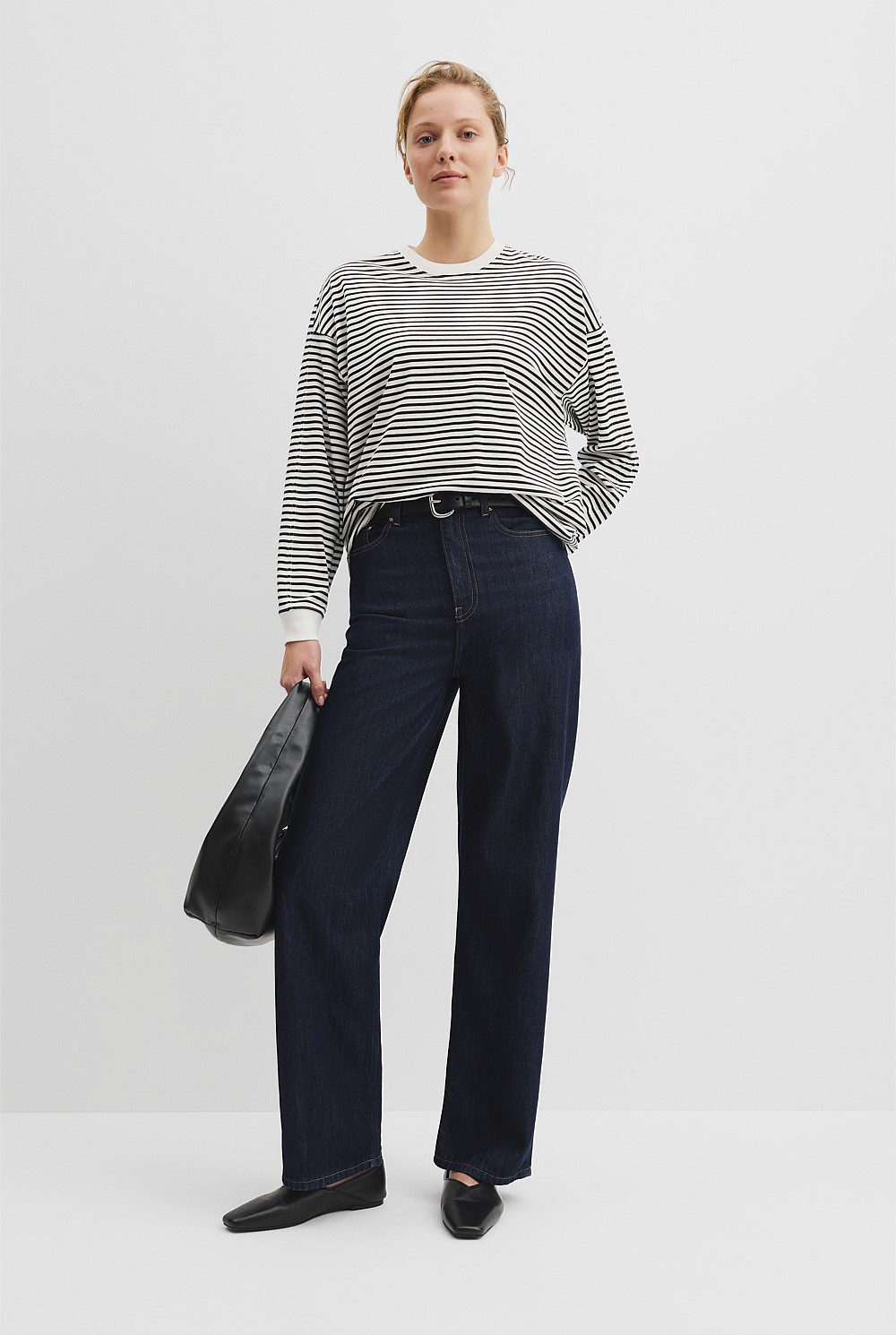 Australian Cotton Stripe Long Sleeve Relaxed T-Shirt
