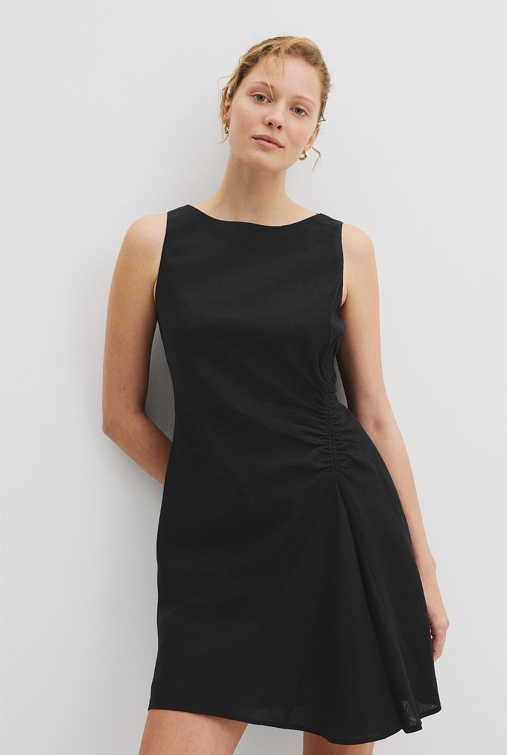 Organically Grown Linen Ruched Mini Dress