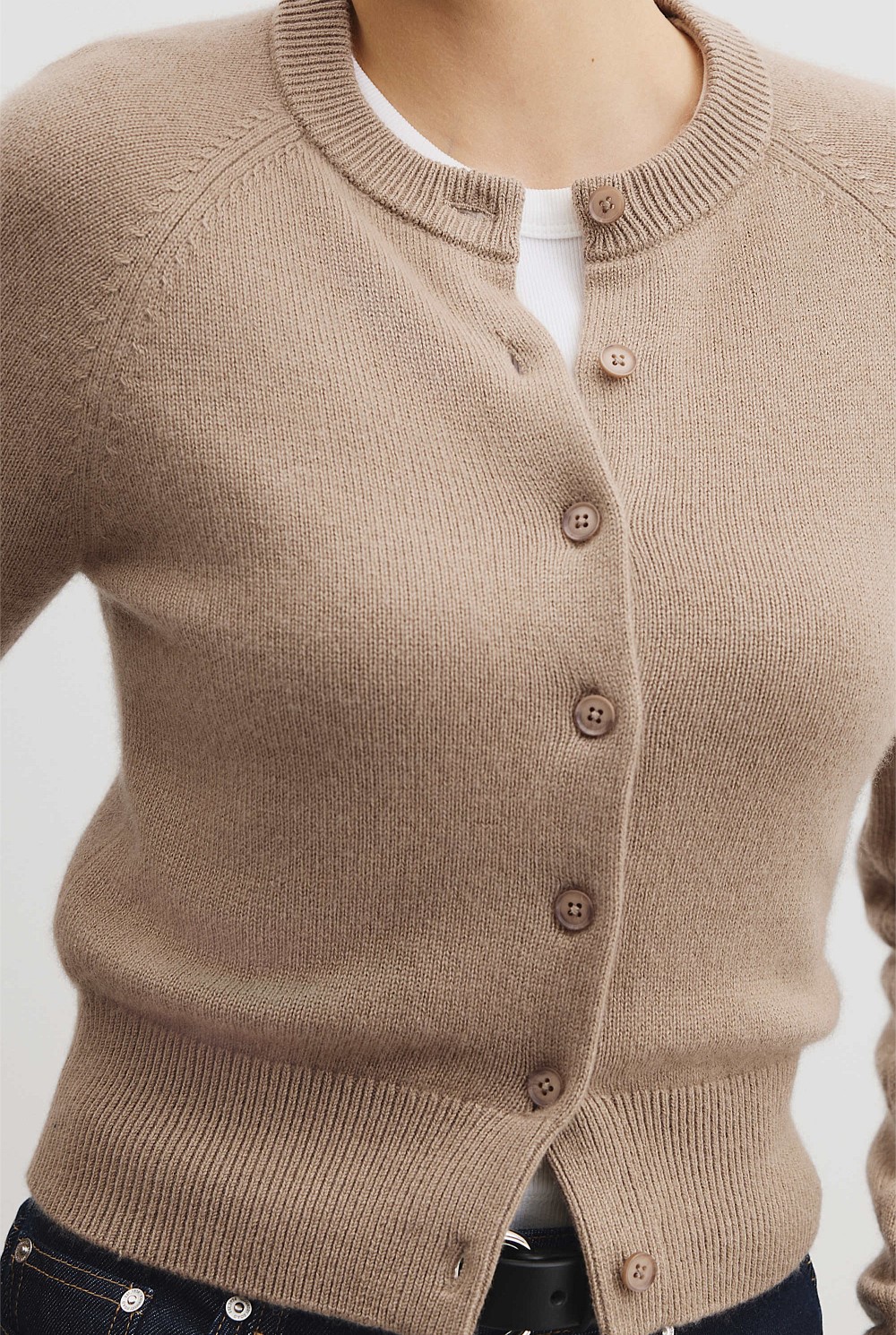Cotton Cashmere Crew Neck Cardigan