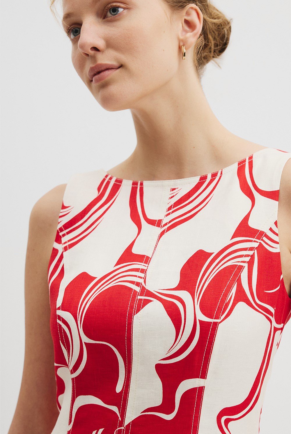 Organically Grown Linen Print Flared Mini Dress