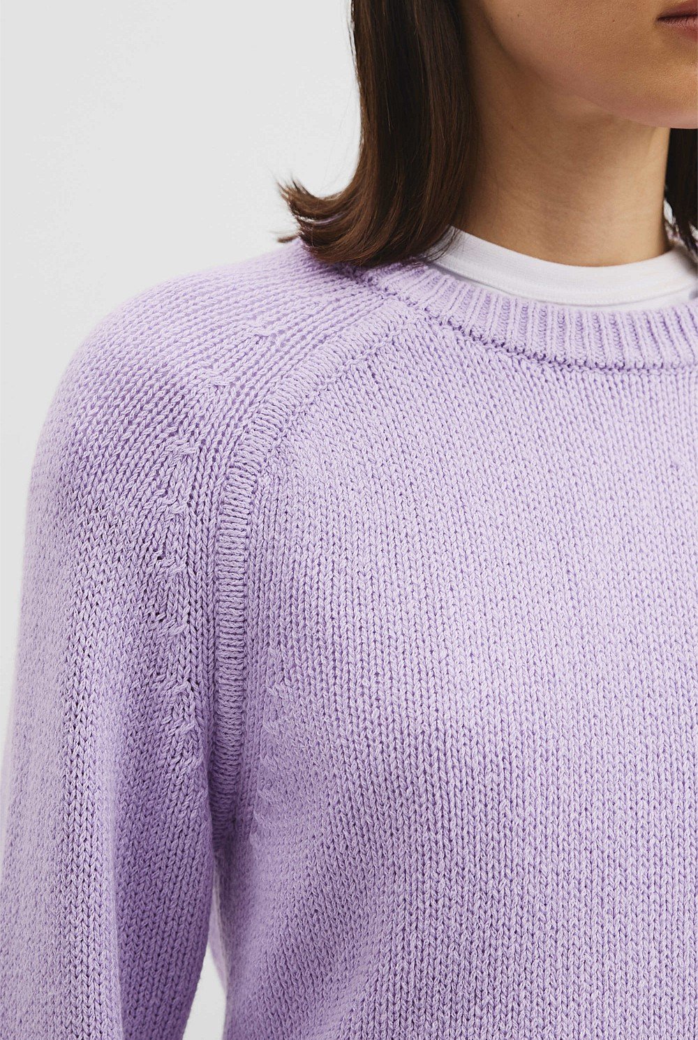 Wool Cotton Crew Neck Knit