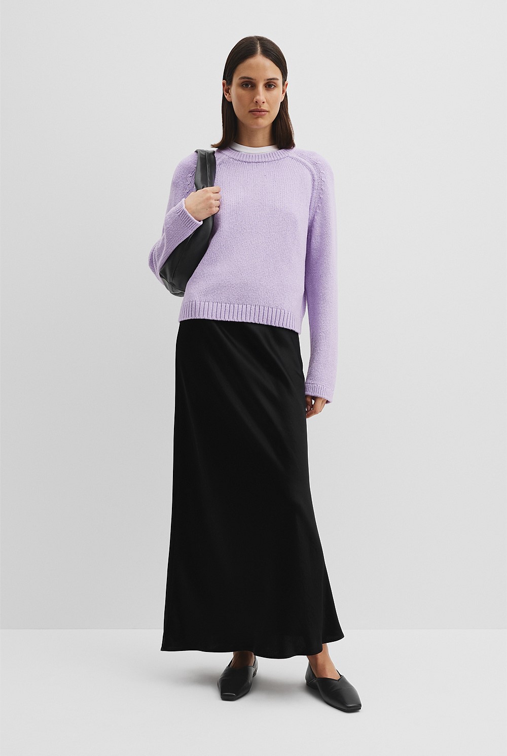 Wool Cotton Crew Neck Knit