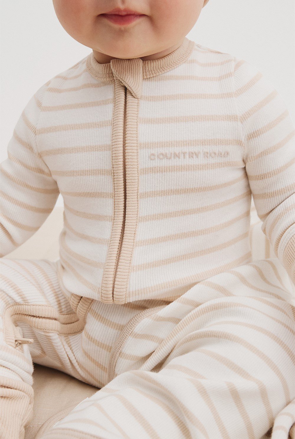 Organically Grown Cotton Stripe Rib Jumpsuit