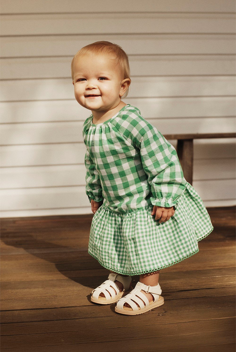 Gingham Long Sleeve Mini Dress