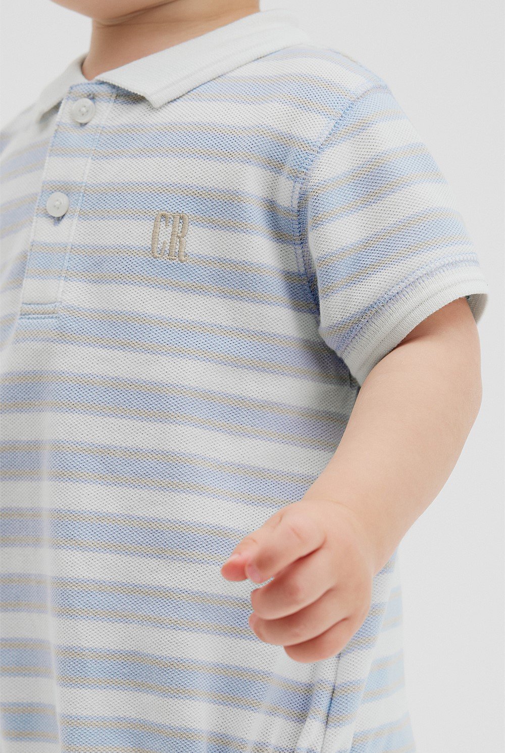 Organically Grown Cotton Stripe Polo Bodysuit