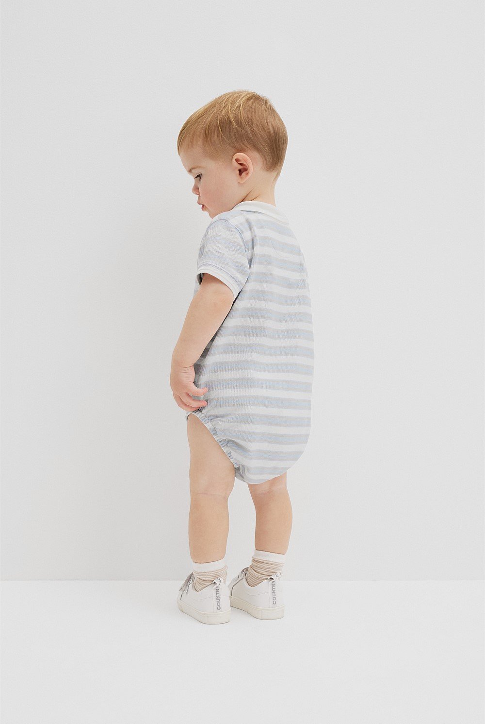 Organically Grown Cotton Stripe Polo Bodysuit