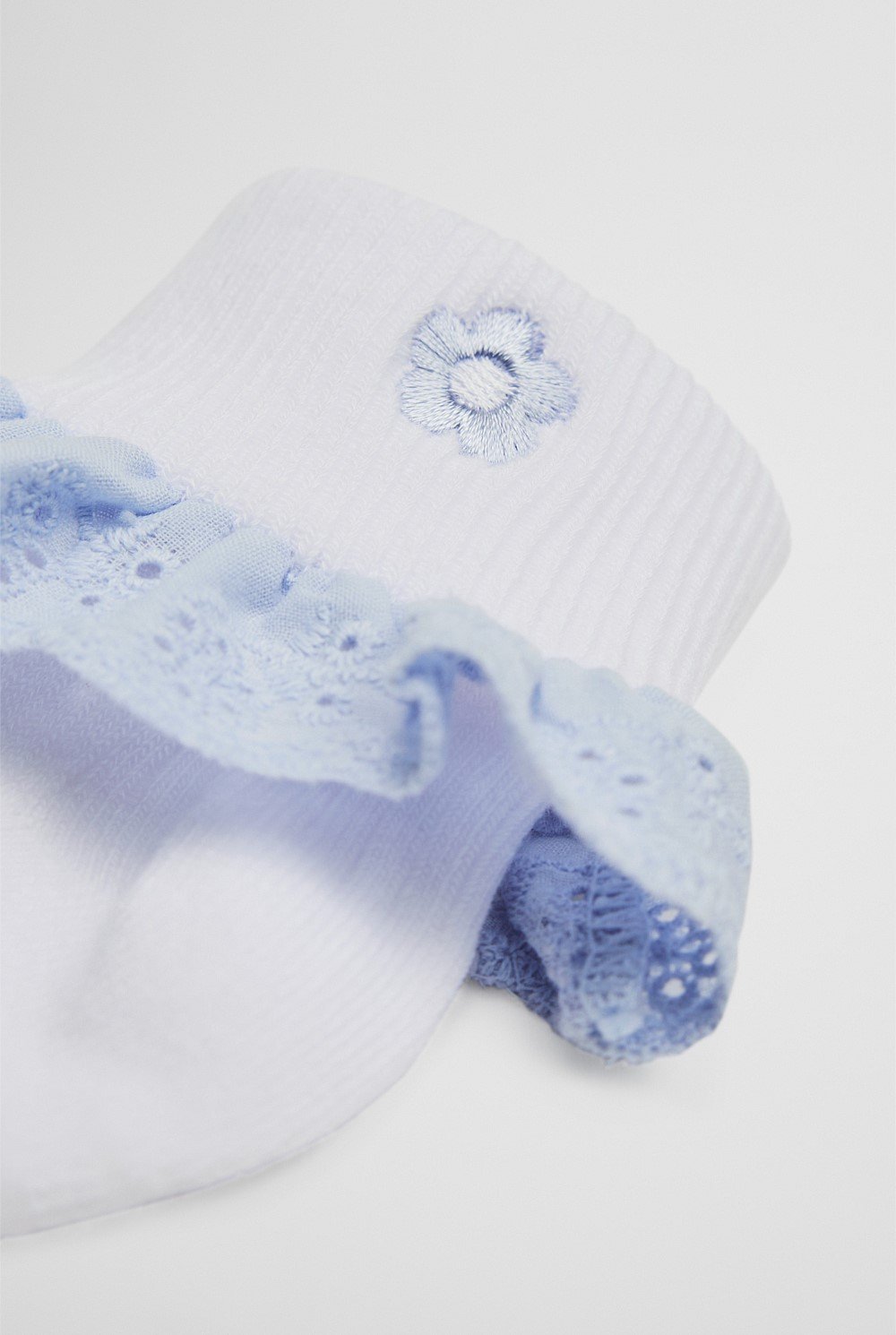 Embroidered Frill Sock
