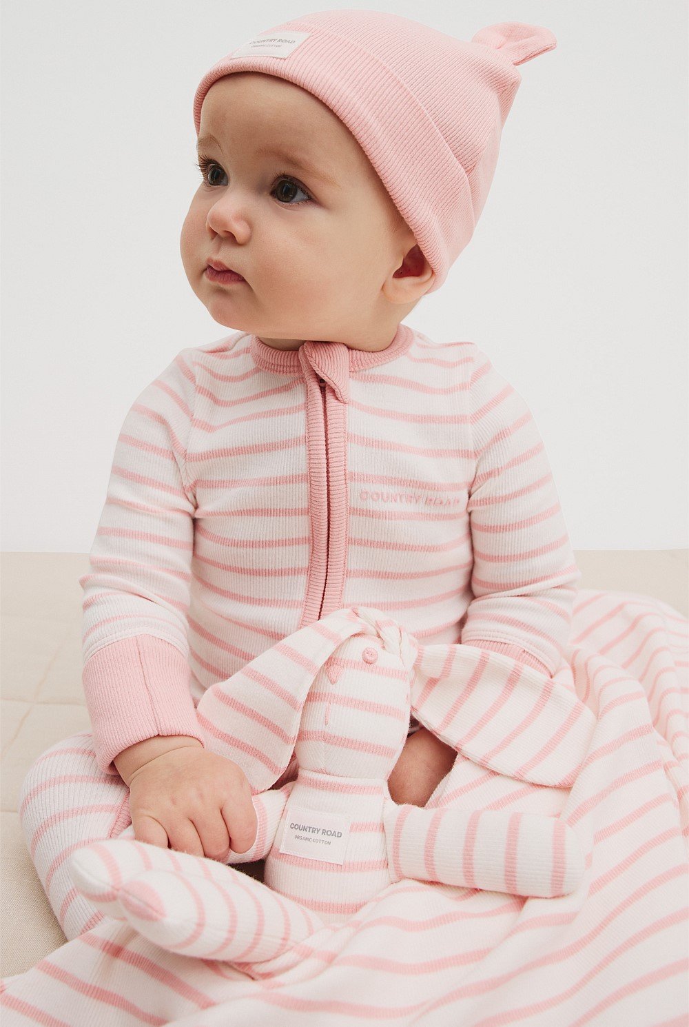 Organically Grown Cotton Stripe Rib Jumpsuit