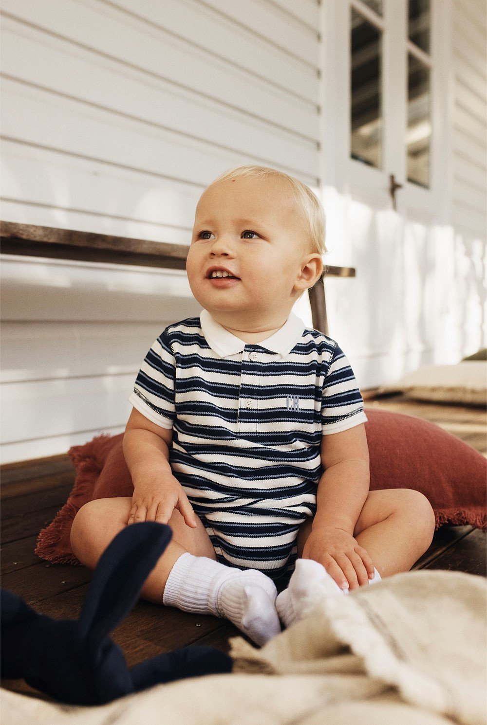Organically Grown Cotton Stripe Polo Bodysuit