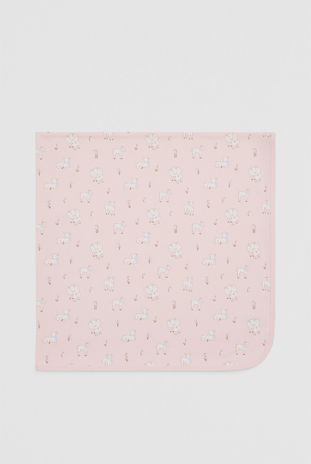 Organically Grown Cotton Lamb Print Blanket