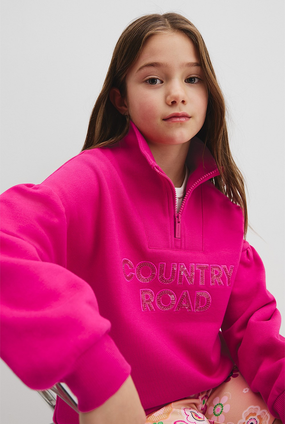 Australian Cotton Blend Sequin Half Zip Sweat