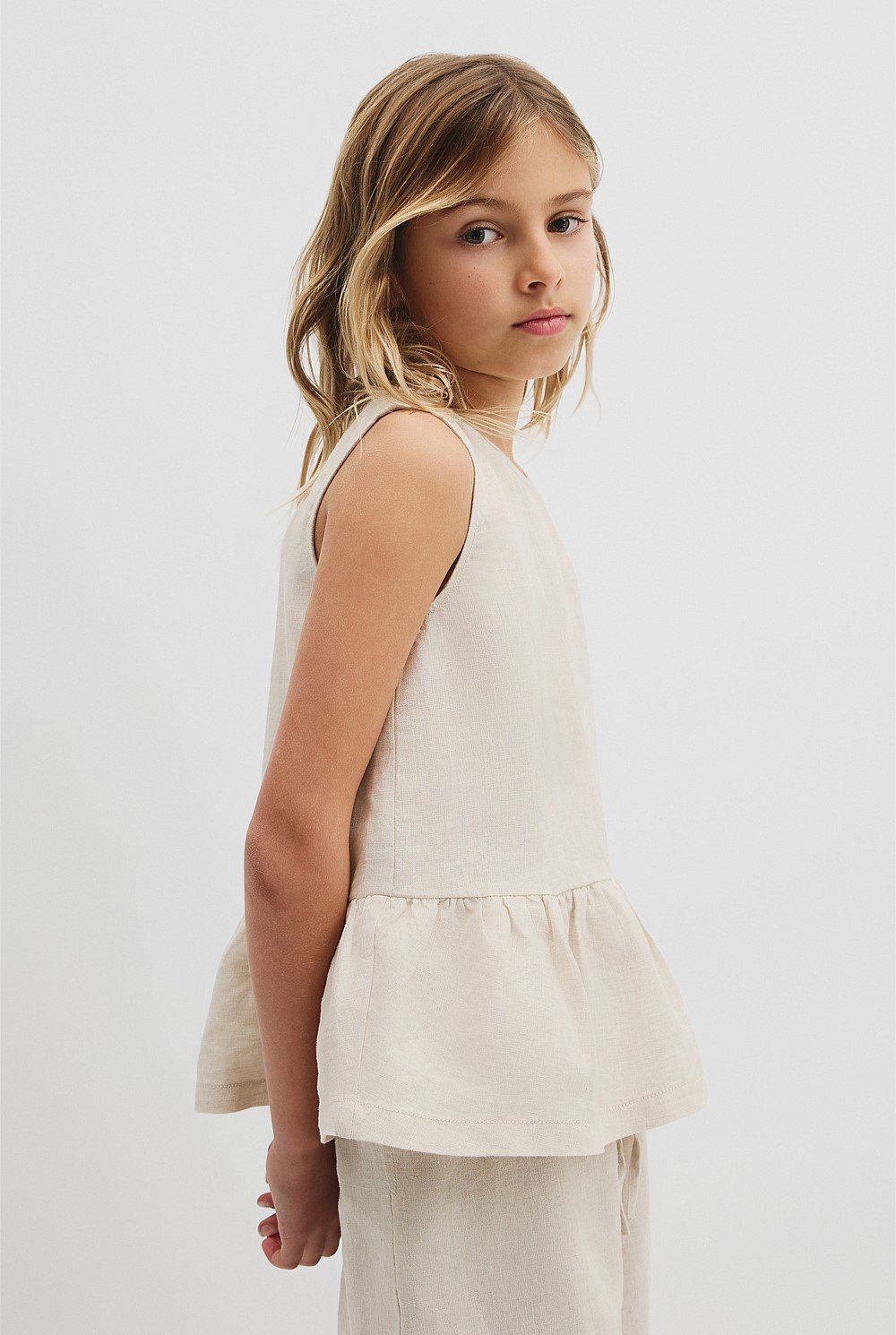 Organically Grown Linen Linen Ruffle Top