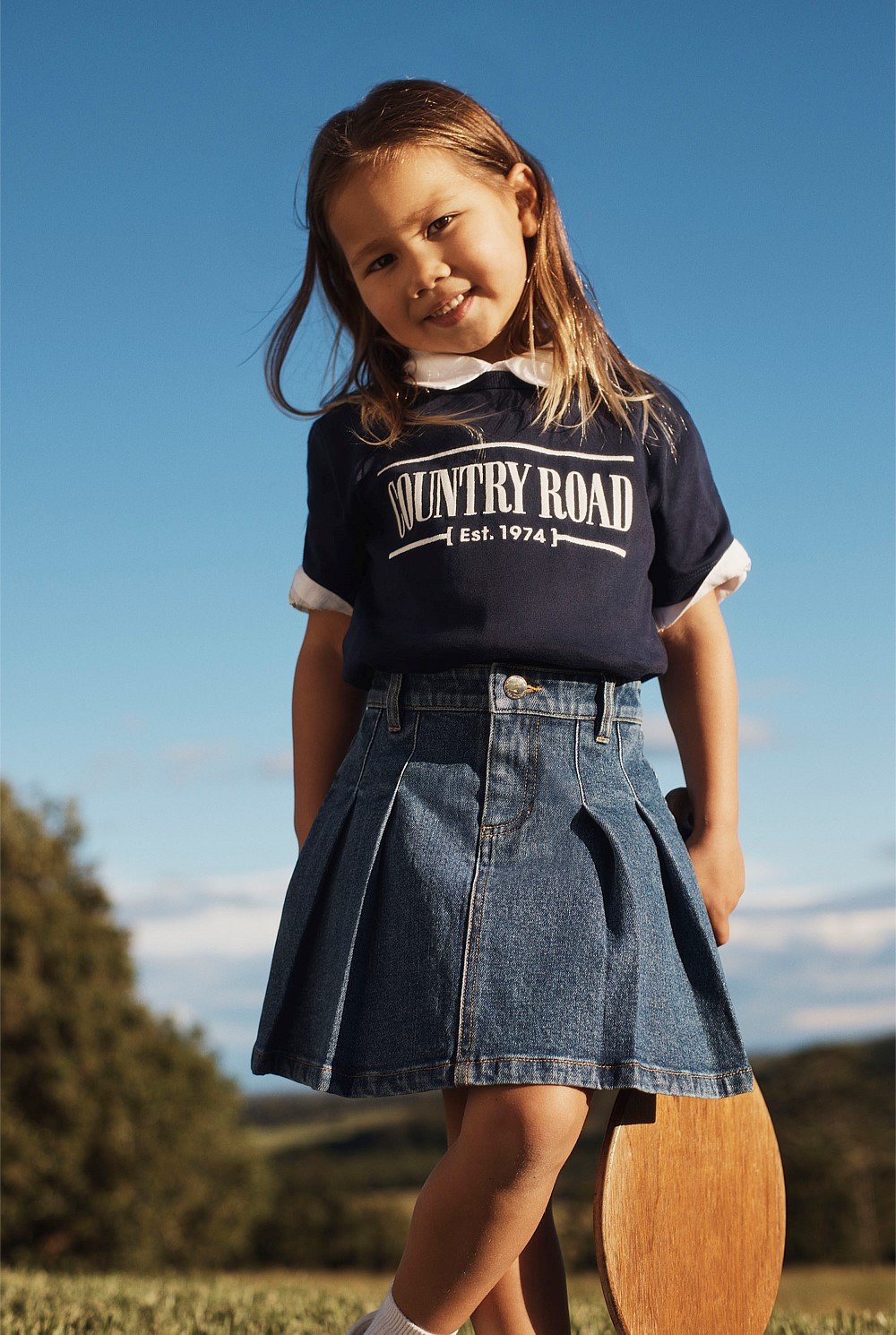 Denim Pleat Skirt